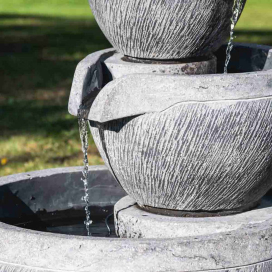 Fontaine de jardin bassin rond 1.10m 4 coupes noire grise