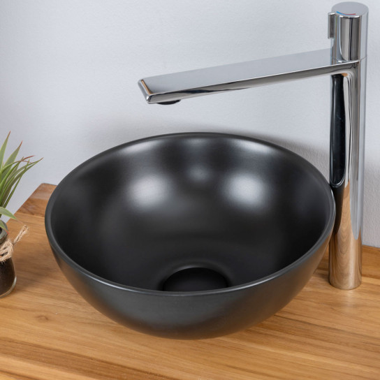 Petite vasque en céramique noir ronde Luna 28cm