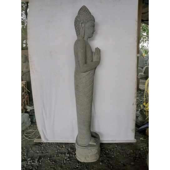 Statue de jardin en pierre bouddha debout prière de 2 m