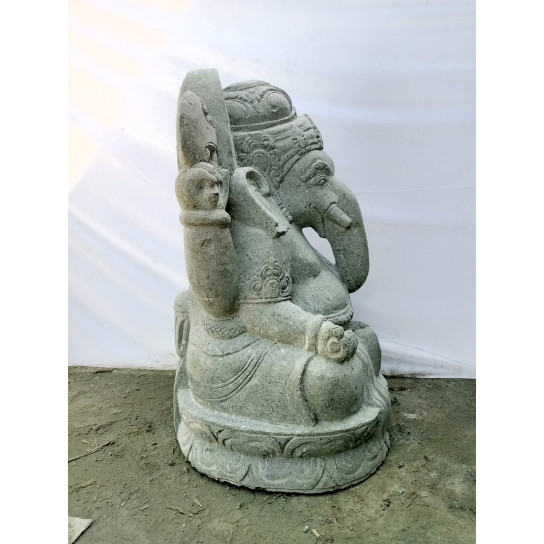 Statue de jardin en pierre volcanique ganesh indouhisme 1m
