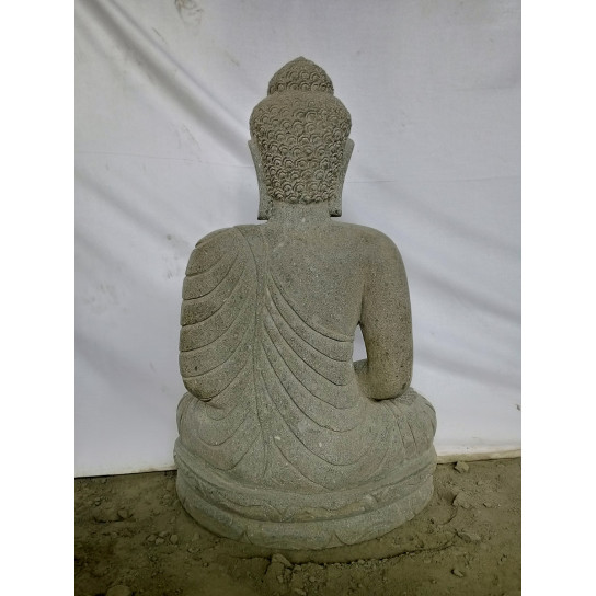 Statue de jardin zen bouddha pierre offrande bol 80 cm