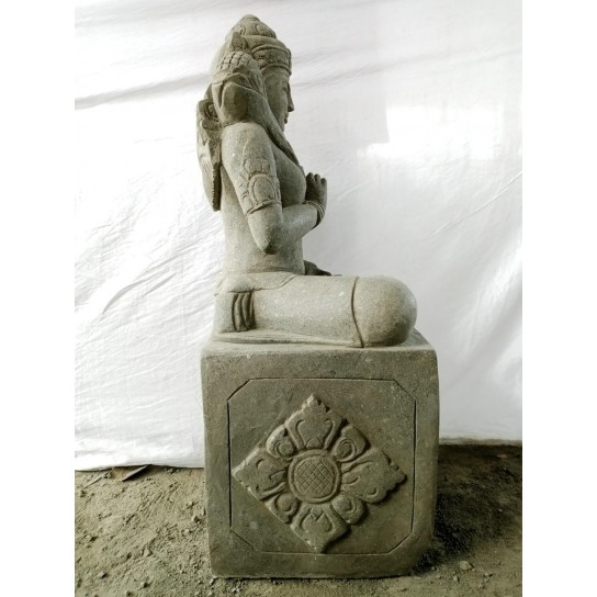 Statue déesse balinaise assise en pierre naturelle 100 cm