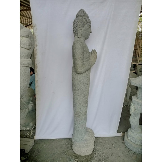 Statue en pierre naturelle bouddha debout prière 2 m