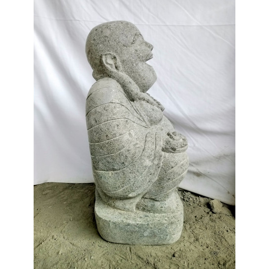 Statue en pierre volcanique happy bouddha 60 cm