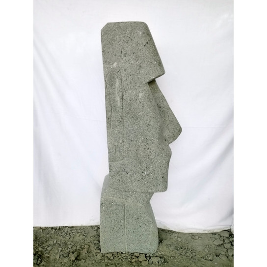 Statue île de pâques moaï en pierre naturelle 120 cm