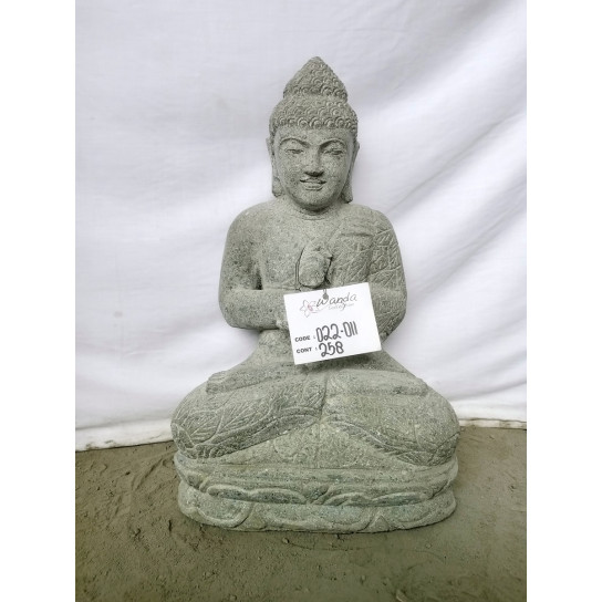 Statue jardin bouddha assis pierre volcanique position chakra 50 cm