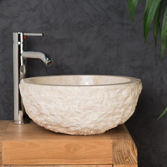 Vasque Rome en marbre à poser crème 35 cm