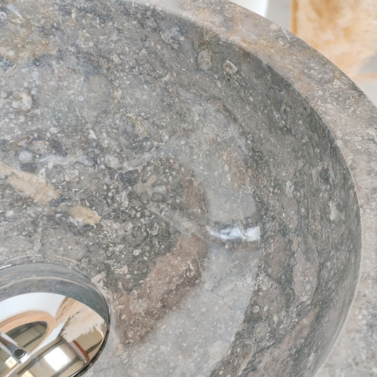 Vasque ronde Barcelone à poser en marbre de couleur gris - diamètre 30 cm