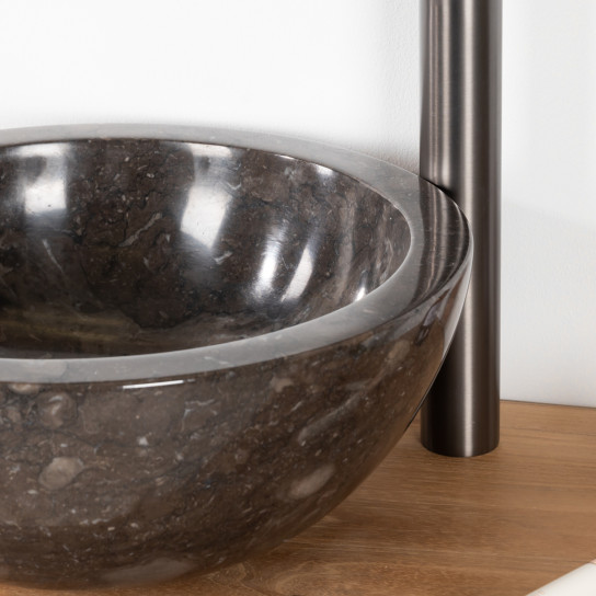 Vasque ronde Barcelone à poser en marbre de couleur noir - diamètre 30 cm