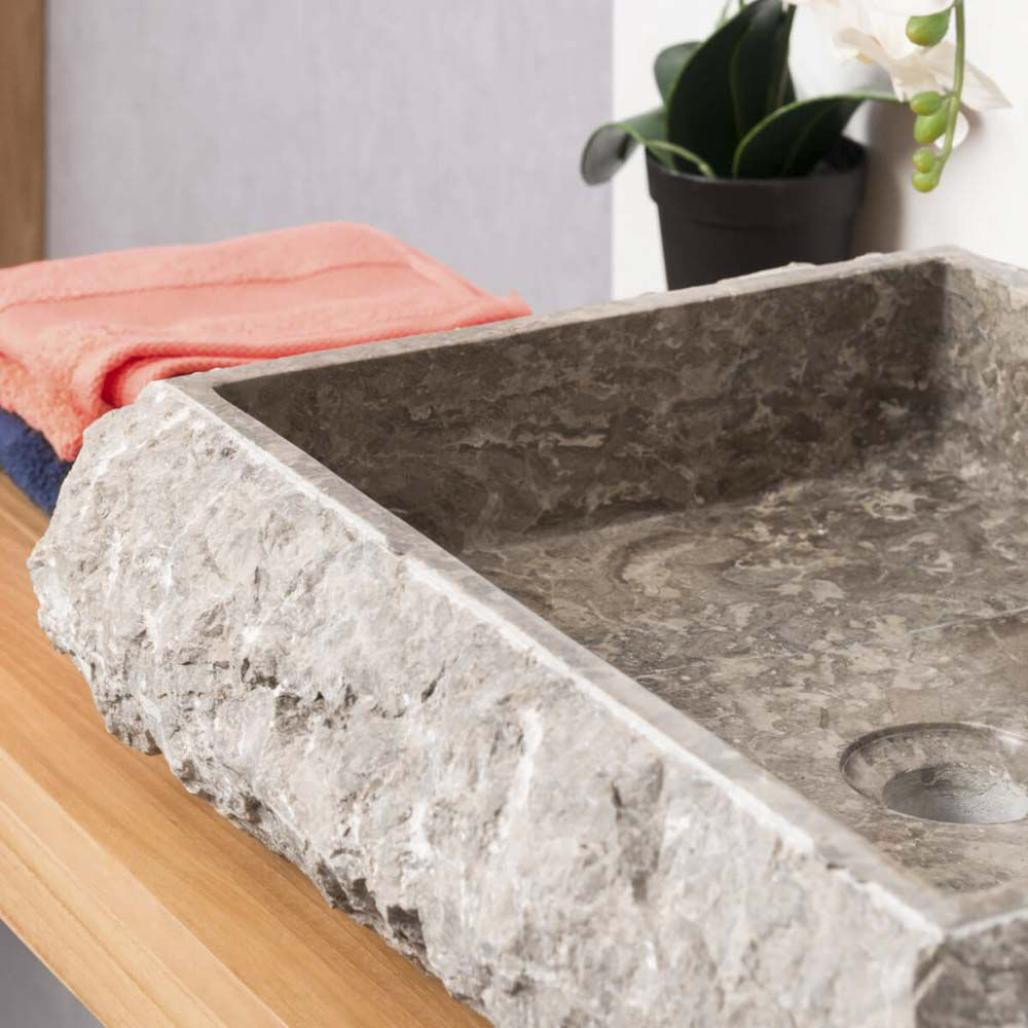 Vasque à poser rectangle en marbre Naples gris Vasque à poser rectangle en marbre Naples gris