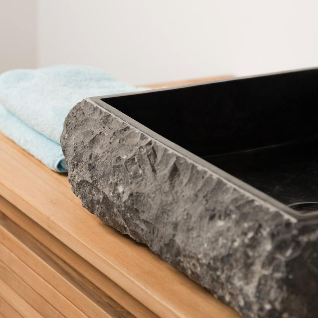 Vasque à poser rectangle en pierre marbre Naples noir Vasque à poser rectangle en pierre marbre Naples noir