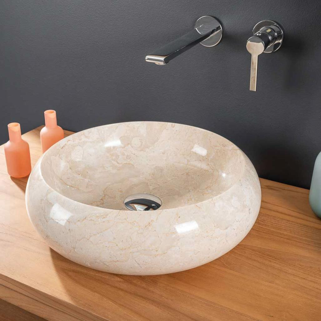 Vasque ronde en marbre à poser Venise crème 40cm