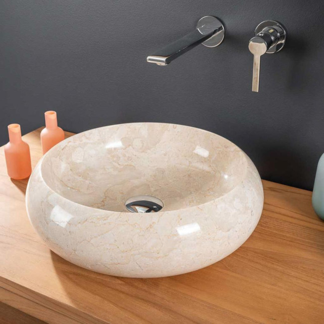 Vasque ronde en marbre à poser Venise crème 40cm