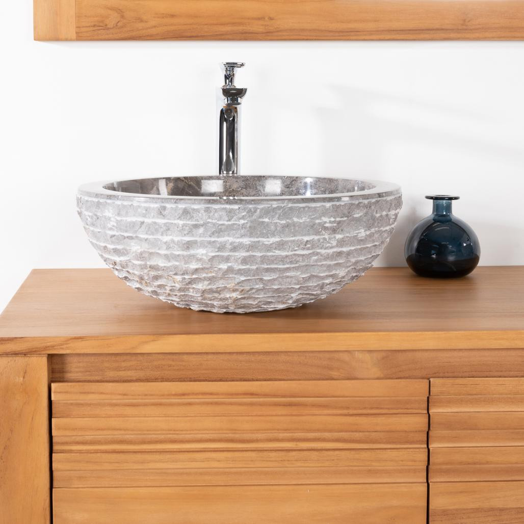 Vasque en pierre de salle de bain Vésuve gris 40cm Vasque en pierre de salle de bain Vésuve gris 40cm