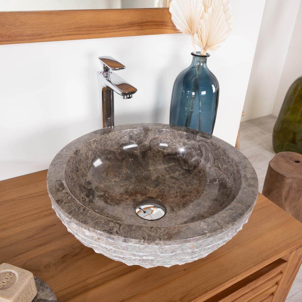 Vasque en pierre de salle de bain Vésuve gris 40cm Vasque en pierre de salle de bain Vésuve gris 40cm