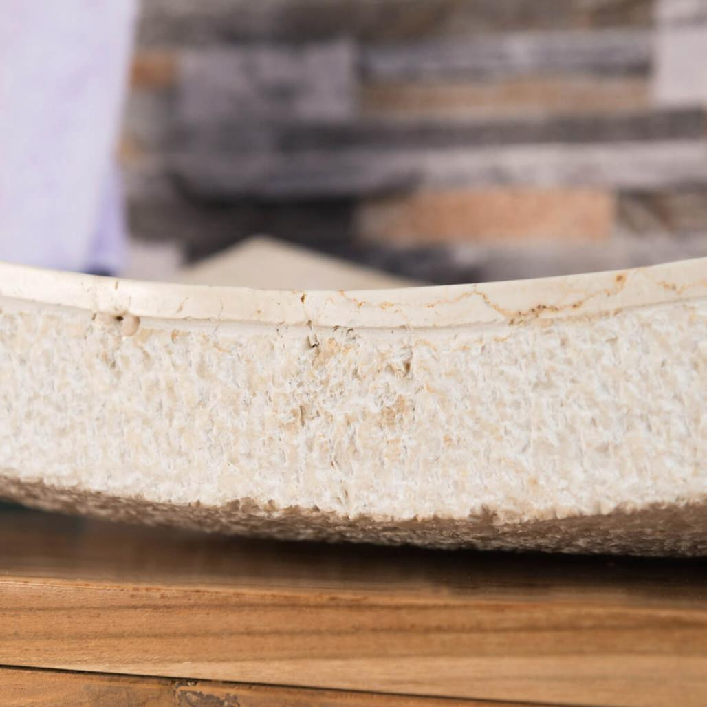 Vasque à poser rectangle 50cm en pierre marbre Gènes crème