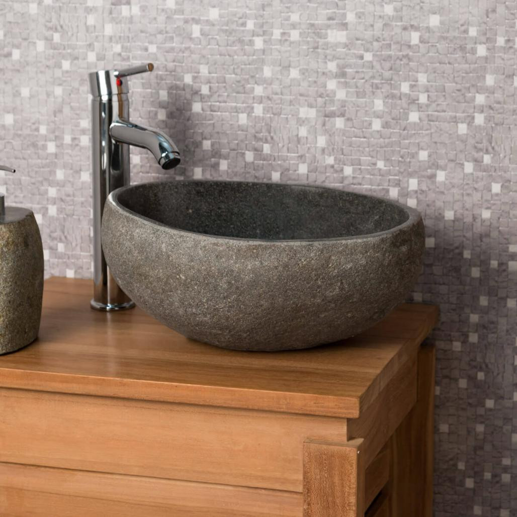 Vasque à poser en pierre naturelle salle de bain galet 30 cm Vasque à poser en pierre naturelle salle de bain galet 30 cm