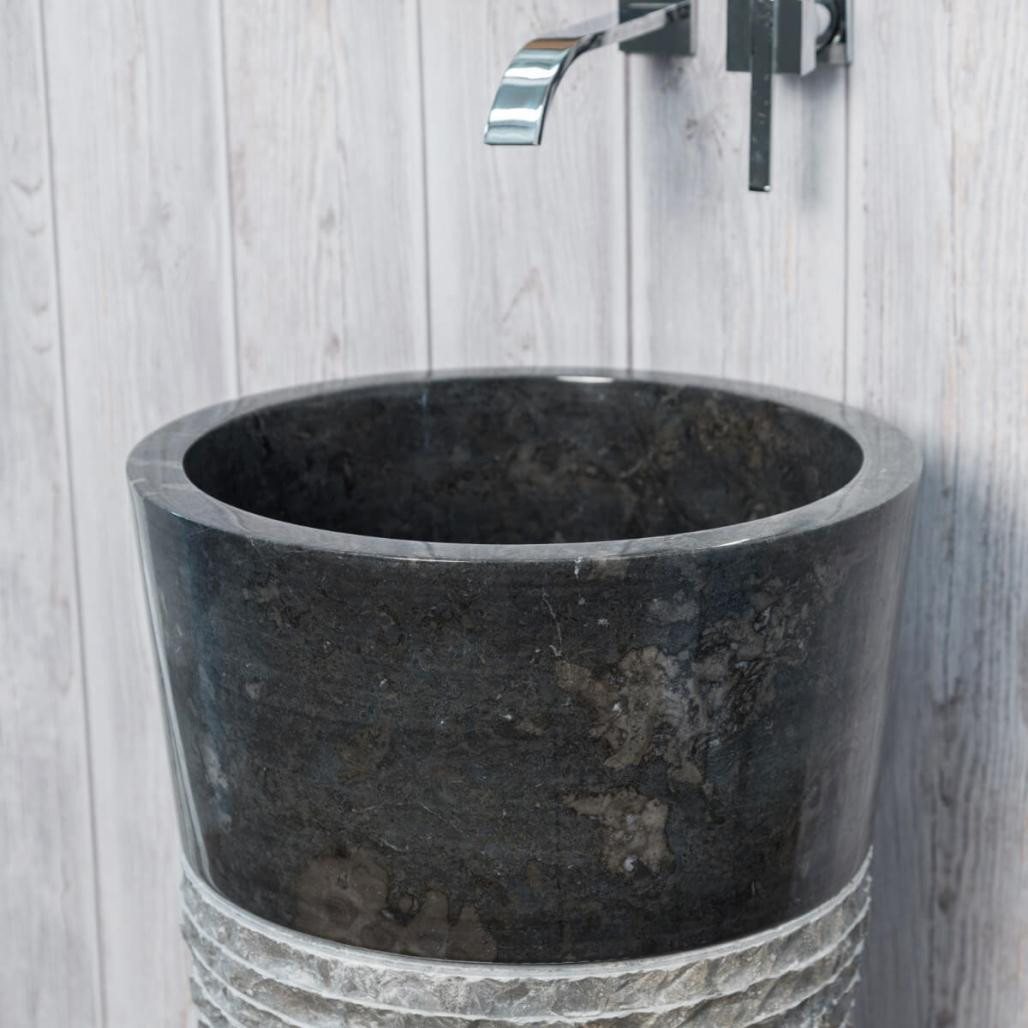 Vasque salle de bain sur pied en pierre Florence noir Vasque salle de bain sur pied en pierre Florence noir