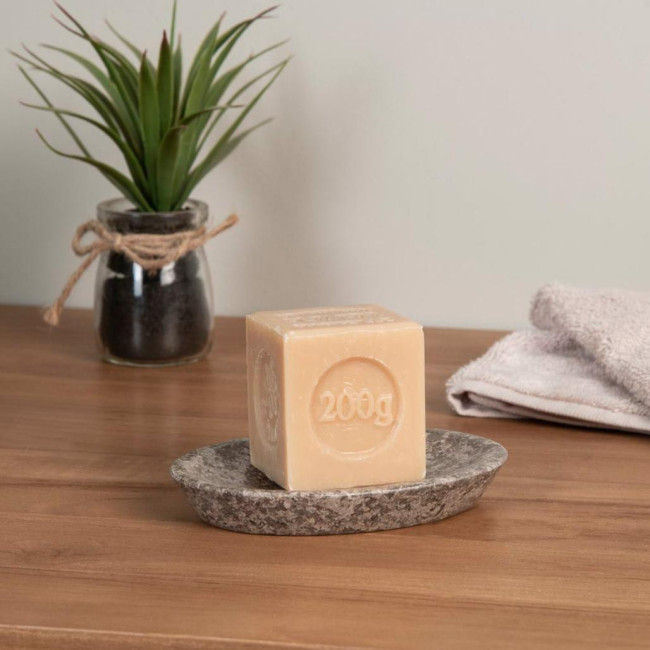 Porte savon en marbre gris