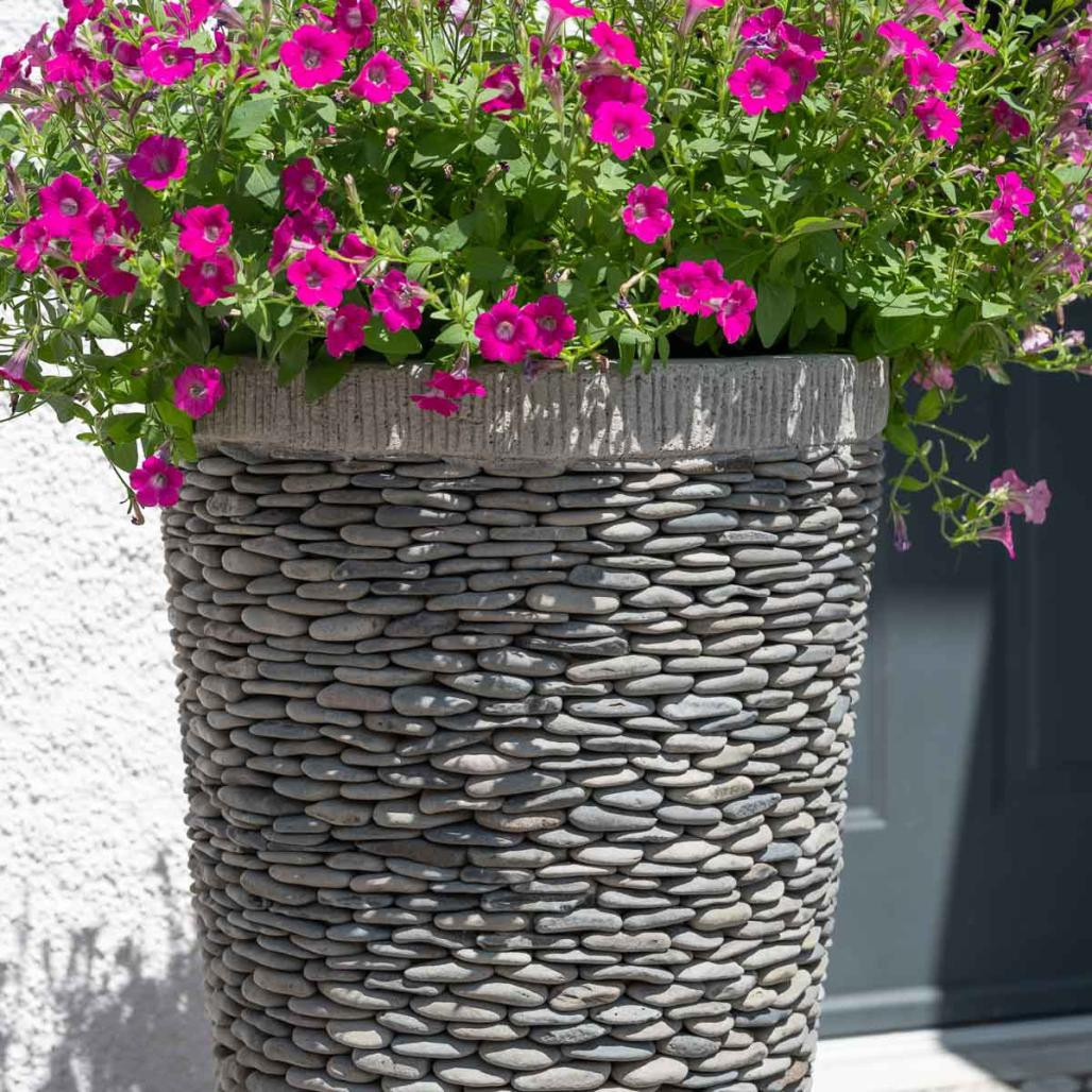 Pot bac jardinière conique galet 80cm jardin extérieur zen