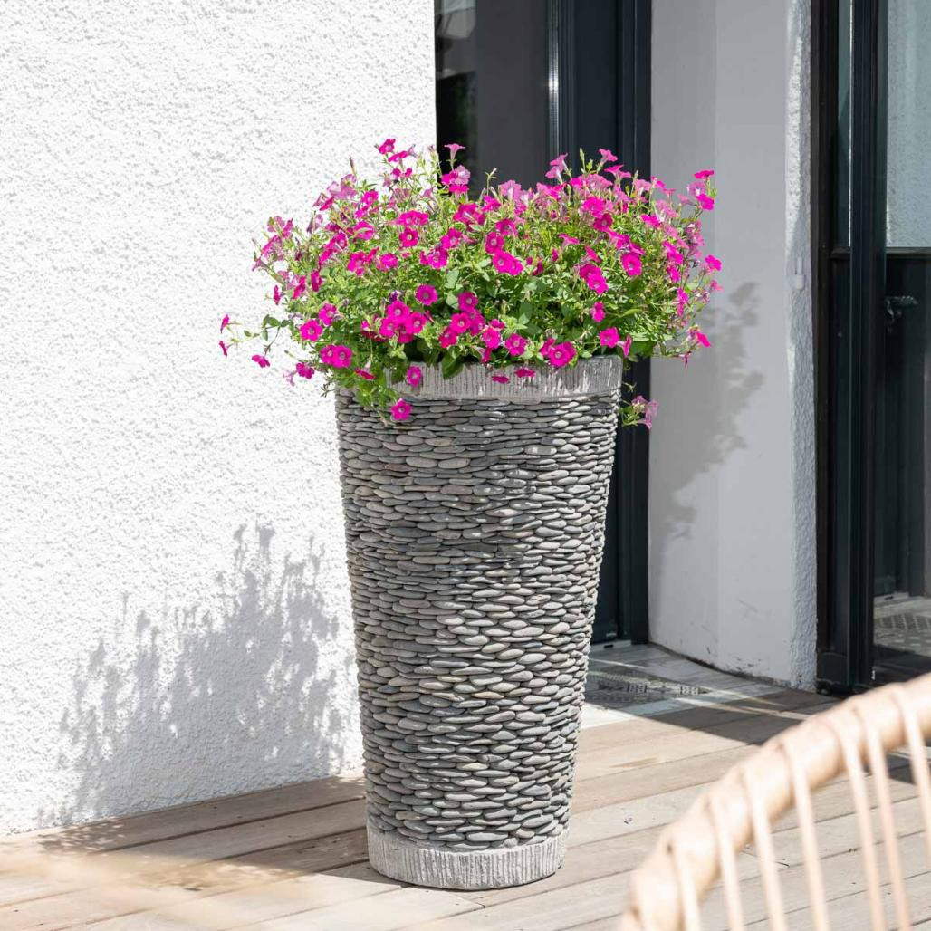 Pot bac jardinière conique galet 80cm jardin extérieur zen