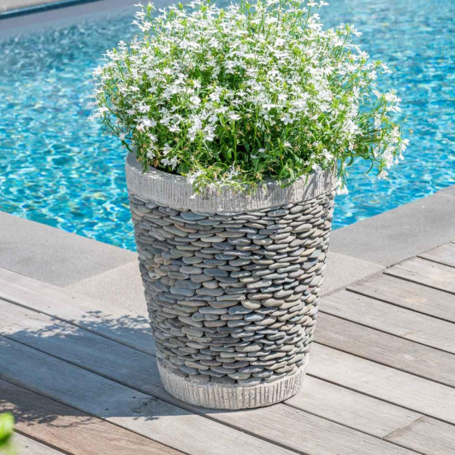 Pot bac jardinière conique galet 50cm