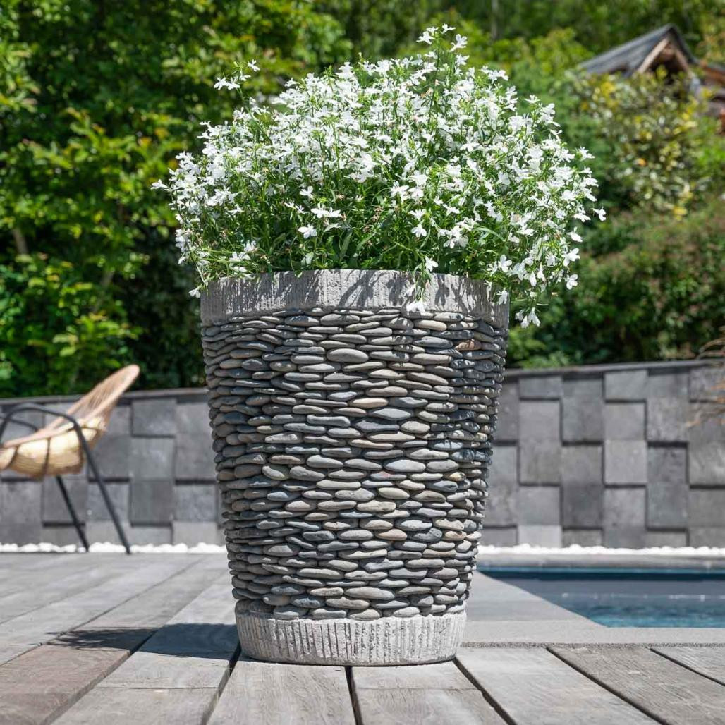 Pot bac jardinière conique galet 50cm