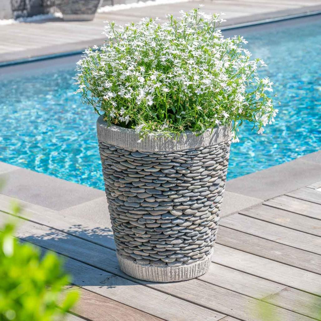 Pot bac jardinière conique galet 50cm