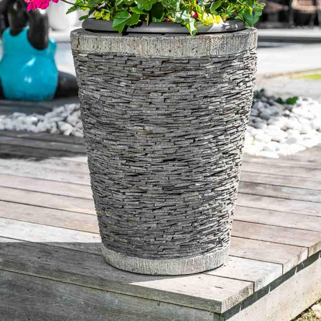 Pot bac jardinière conique ardoise 50cm jardin terrasse zen Pot bac jardinière conique ardoise 50cm jardin terrasse zen
