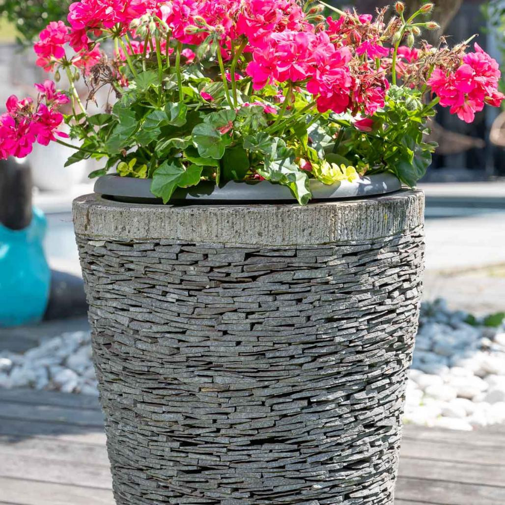 Pot bac jardinière conique ardoise 50cm jardin terrasse zen Pot bac jardinière conique ardoise 50cm jardin terrasse zen