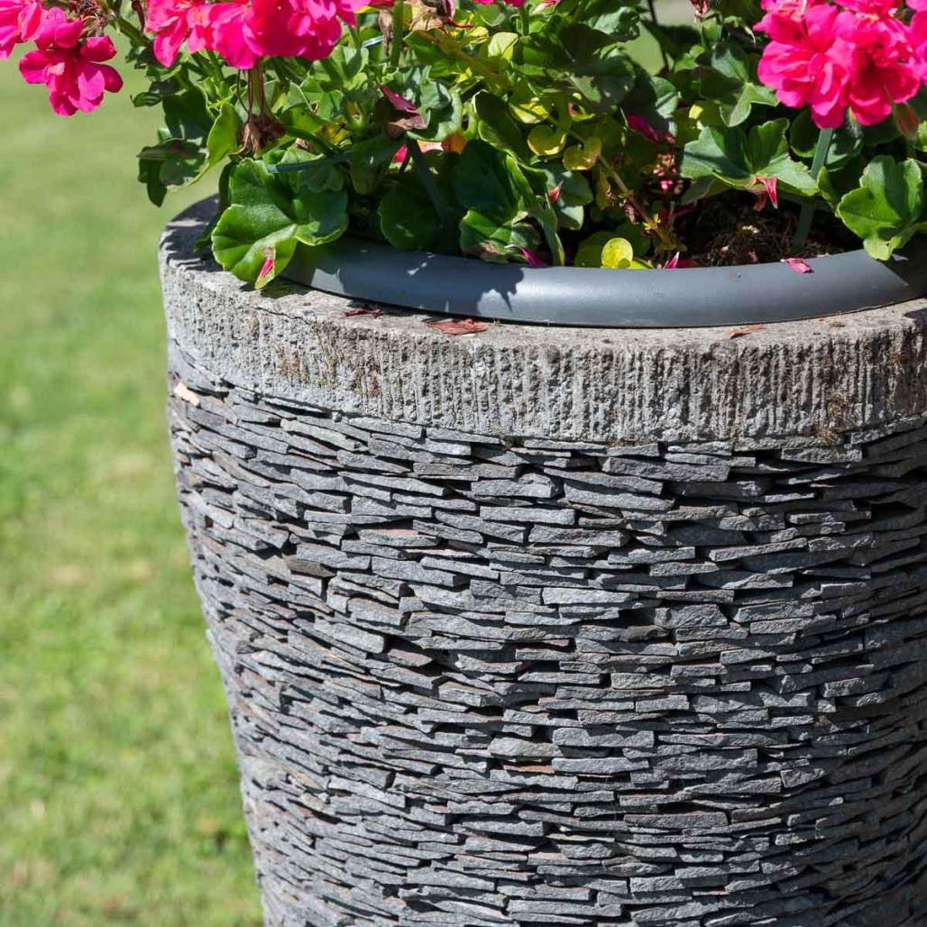 Pot bac jardinière conique ardoise 50cm jardin terrasse zen Pot bac jardinière conique ardoise 50cm jardin terrasse zen
