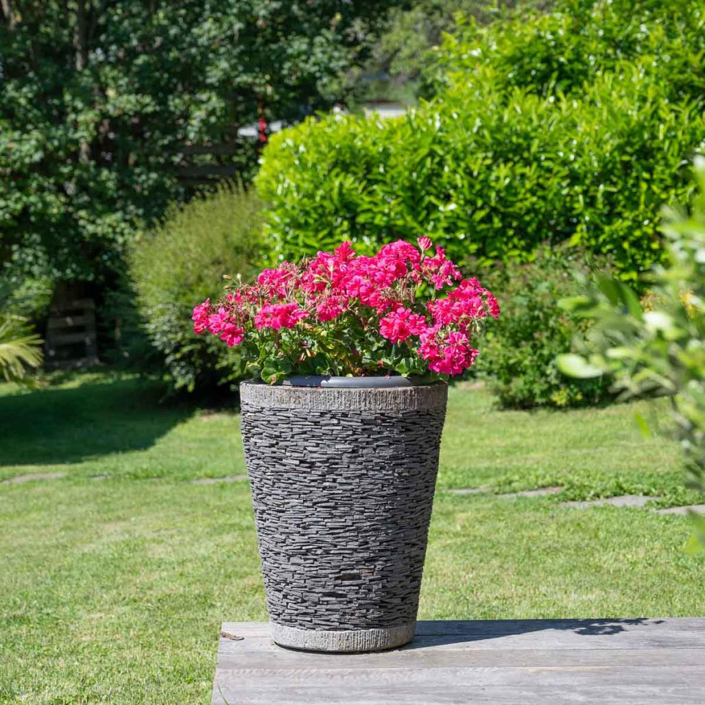 Pot bac jardinière conique ardoise 50cm jardin terrasse zen Pot bac jardinière conique ardoise 50cm jardin terrasse zen