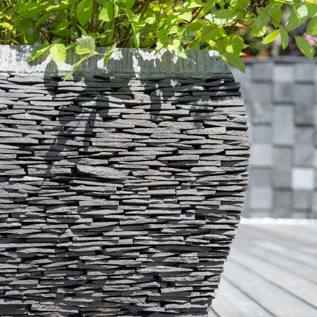 Pot bac jardinière galbé ardoise 50 cm jardin pierre naturelle Pot bac jardinière galbé ardoise 50 cm jardin pierre naturelle