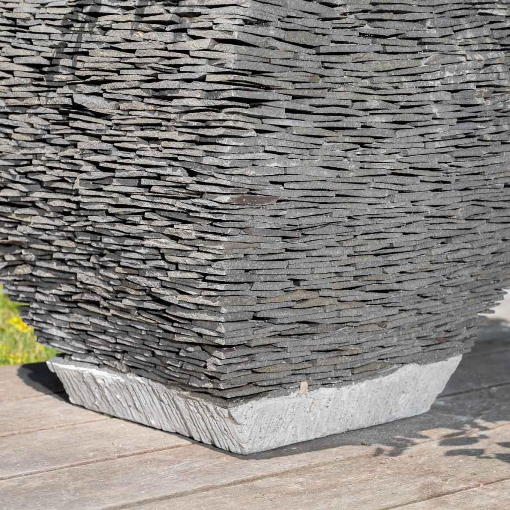 Pot bac jardinière galbé ardoise 50 cm jardin pierre naturelle Pot bac jardinière galbé ardoise 50 cm jardin pierre naturelle