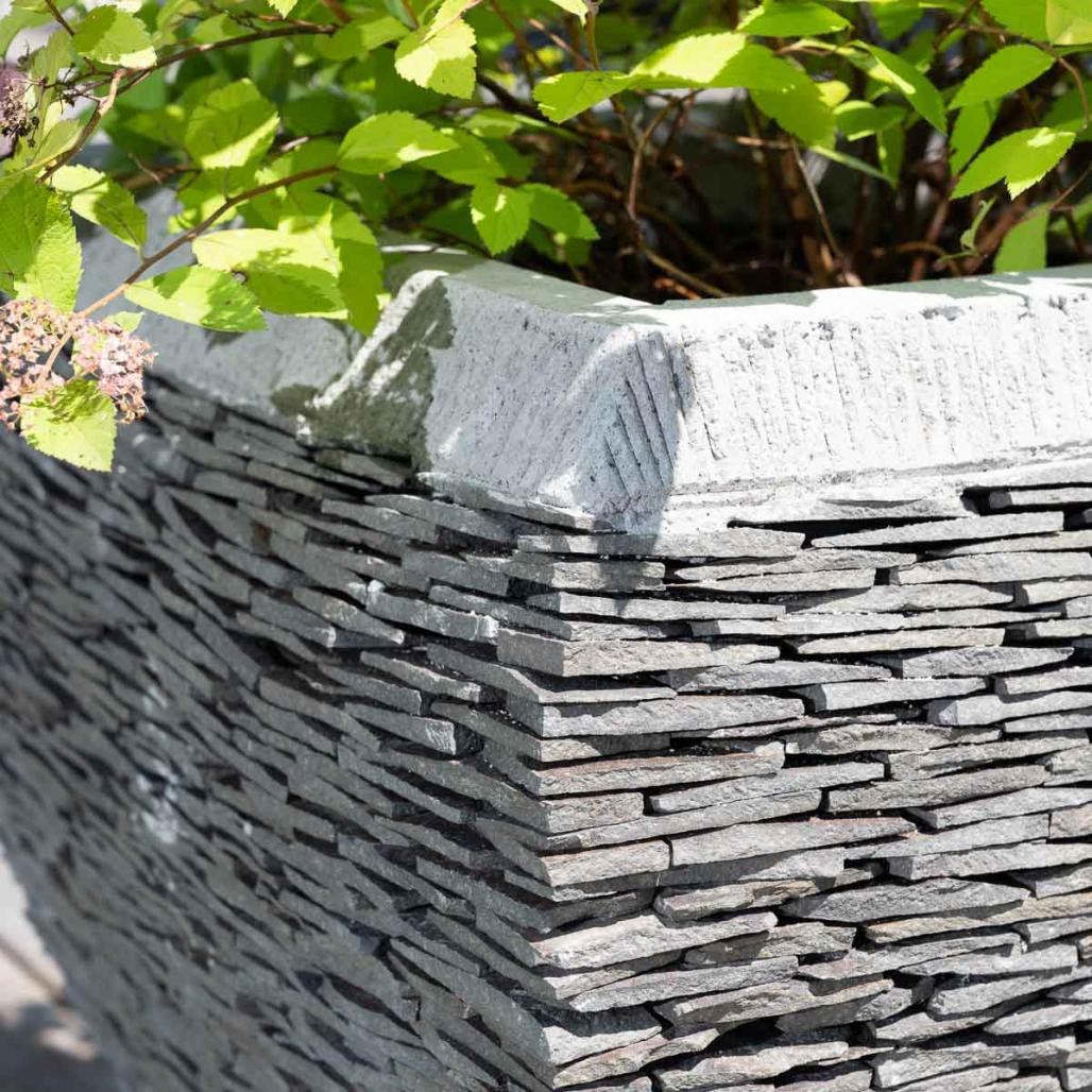 Pot bac jardinière galbé ardoise 50 cm jardin pierre naturelle Pot bac jardinière galbé ardoise 50 cm jardin pierre naturelle