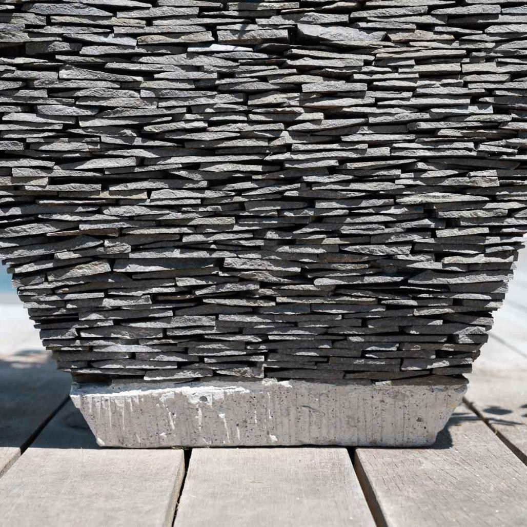 Pot bac jardinière galbé ardoise 50 cm jardin pierre naturelle Pot bac jardinière galbé ardoise 50 cm jardin pierre naturelle