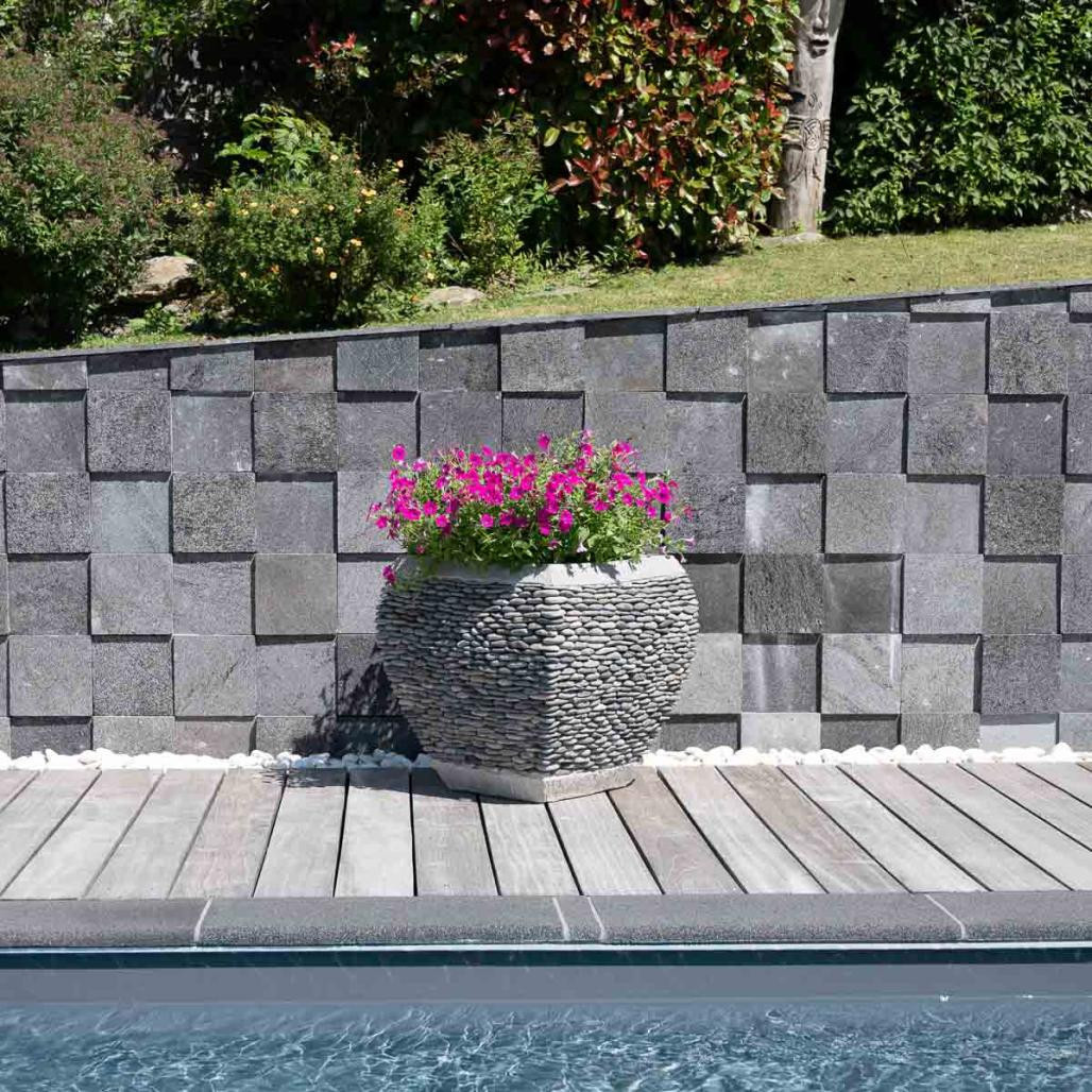 Pot bac jardinière galbé galet hauteur 50cm jardin zen Pot bac jardinière galbé galet hauteur 50cm jardin zen