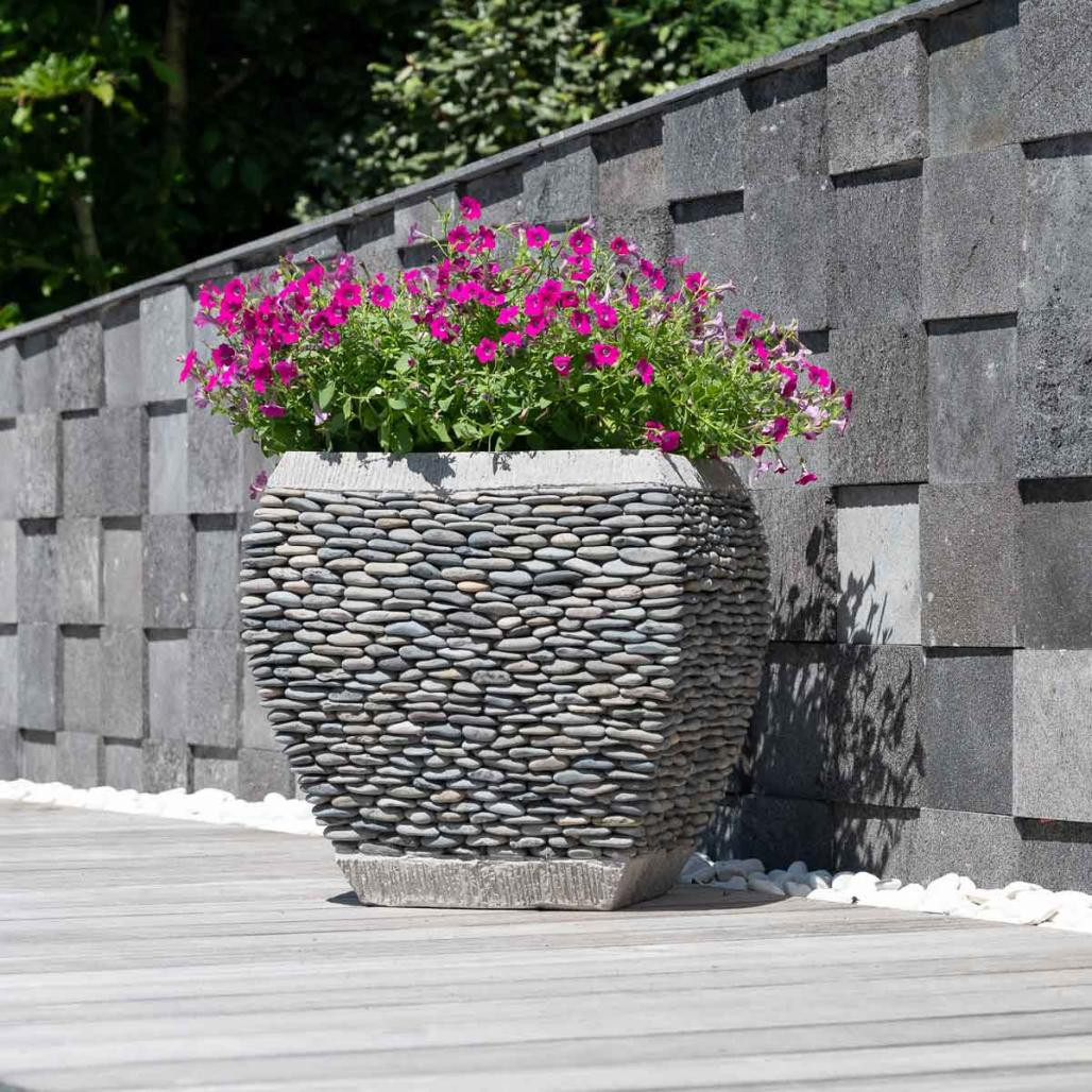 Pot bac jardinière galbé galet hauteur 50cm jardin zen Pot bac jardinière galbé galet hauteur 50cm jardin zen
