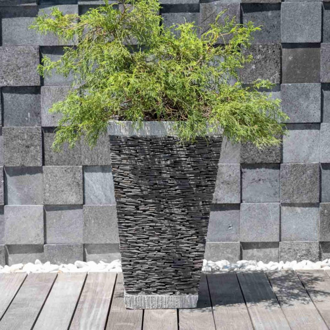 Pot bac jardinière carré ardoise 80cm jardin terrasse pierre naturelle