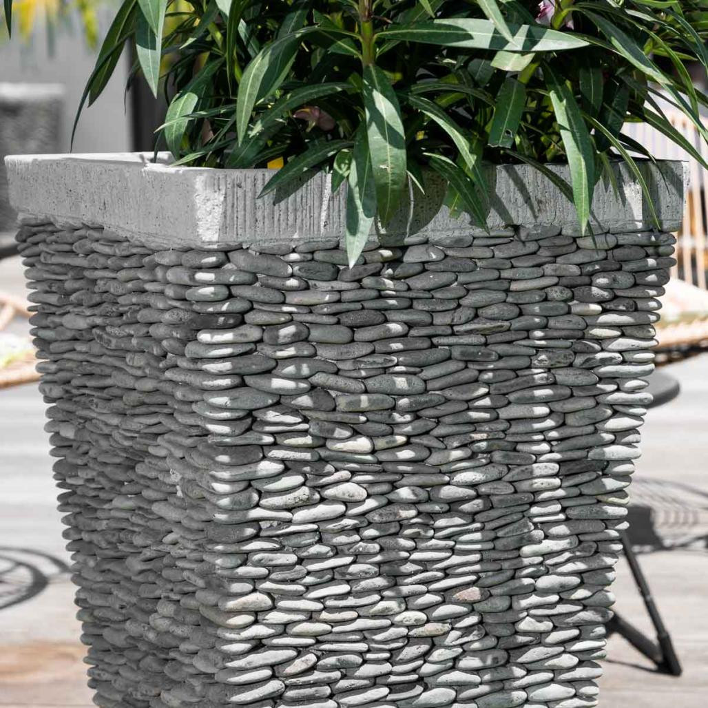 Pot bac jardinière carré galet 80cm jardin extérieur zen