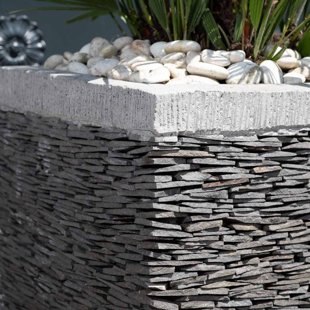Pot bac jardinière carré ardoise 50cm jardin terrasse pierre naturelle Pot bac jardinière carré ardoise 50cm jardin terrasse pierre naturelle