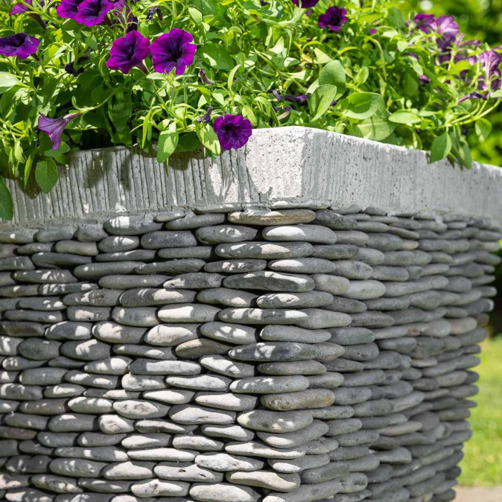 Pot bac jardinière carré galet 50cm jardin extérieur zen Pot bac jardinière carré galet 50cm jardin extérieur zen