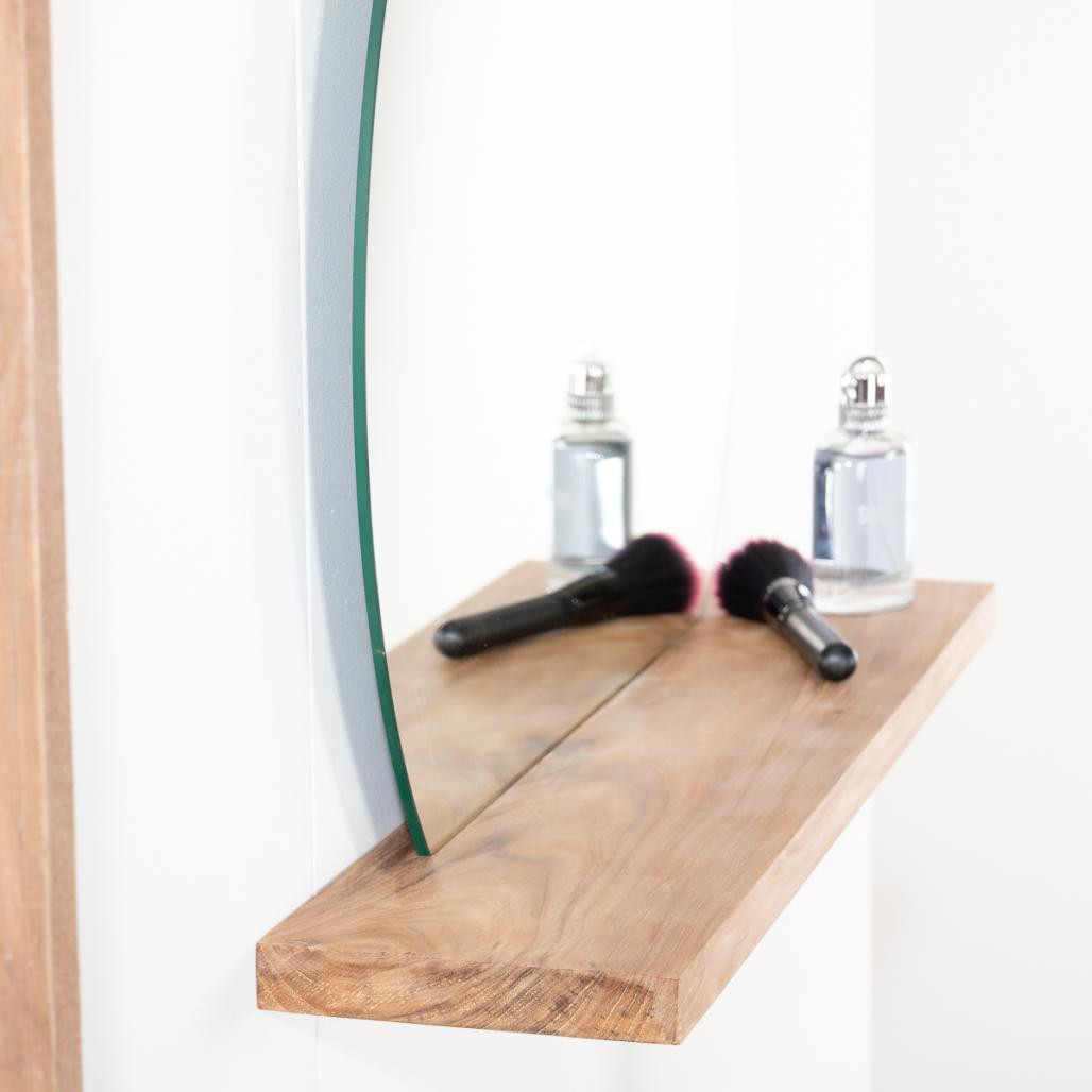 Miroir Bologne de salle de bain rond en teck massif Miroir Bologne de salle de bain rond en teck massif