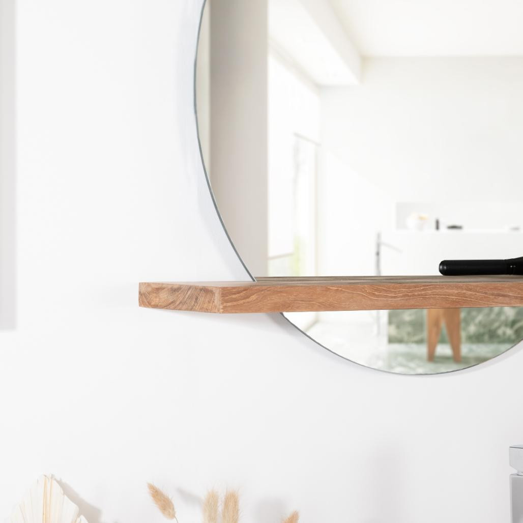Miroir Bologne de salle de bain rond en teck massif Miroir Bologne de salle de bain rond en teck massif