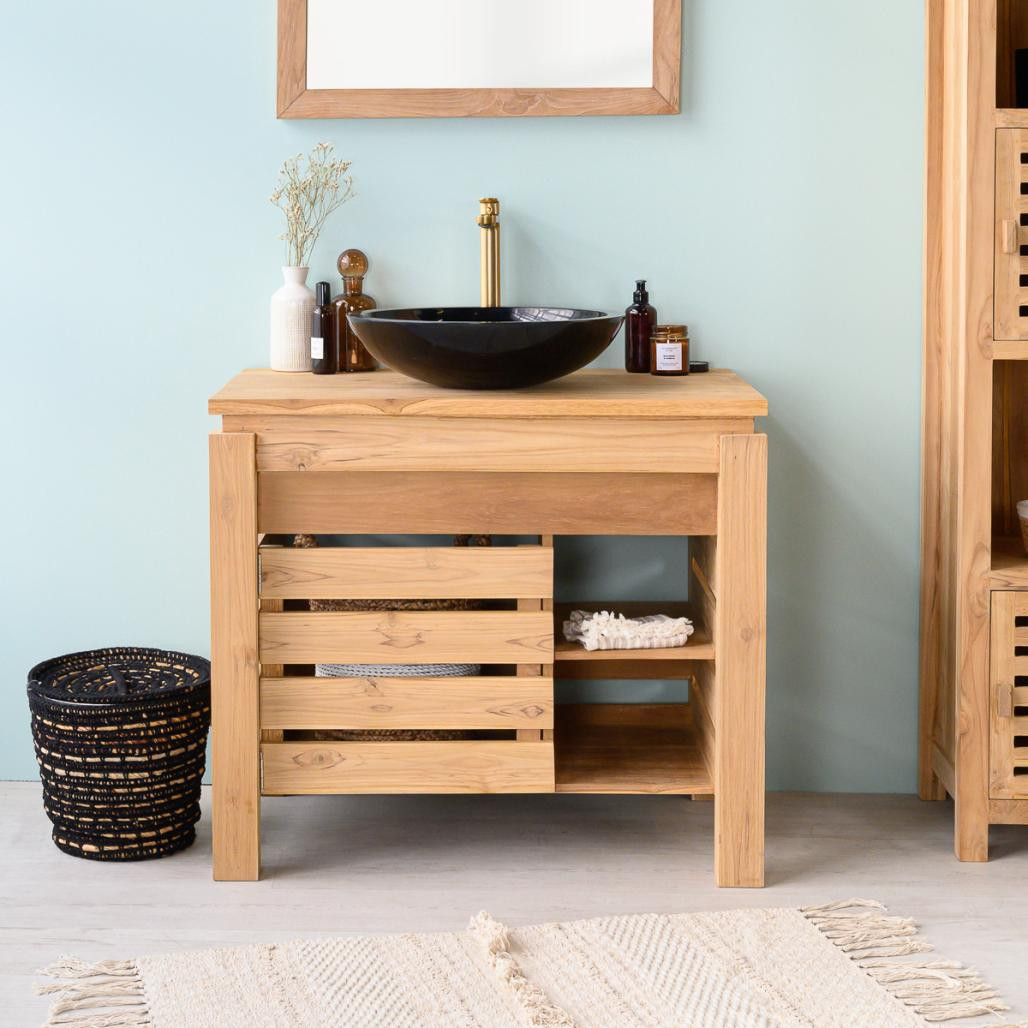 Meuble de salle de bain en teck Zen 85cm Meuble de salle de bain en teck Zen 85cm