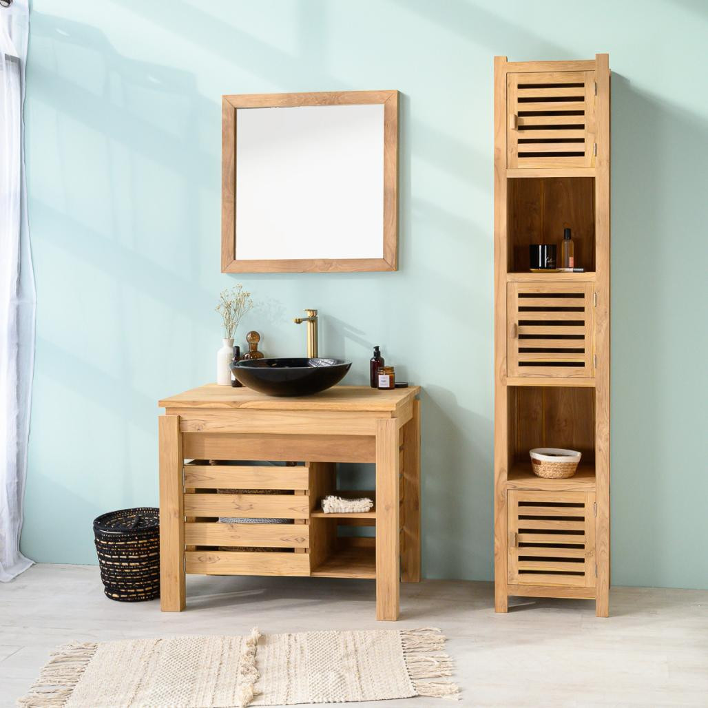 Meuble de salle de bain en teck Zen 85cm Meuble de salle de bain en teck Zen 85cm