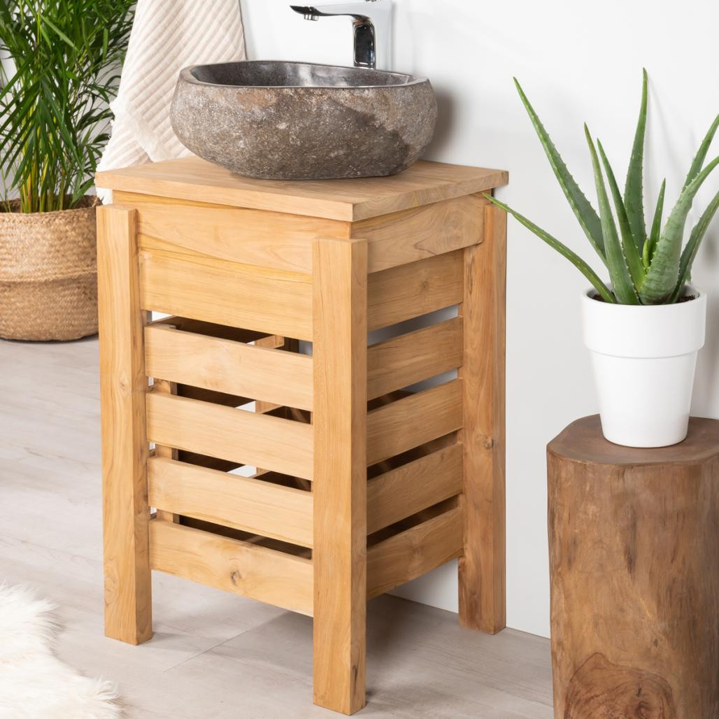 Meuble Zen salle de bain en teck 50 cm Meuble Zen salle de bain en teck 50 cm