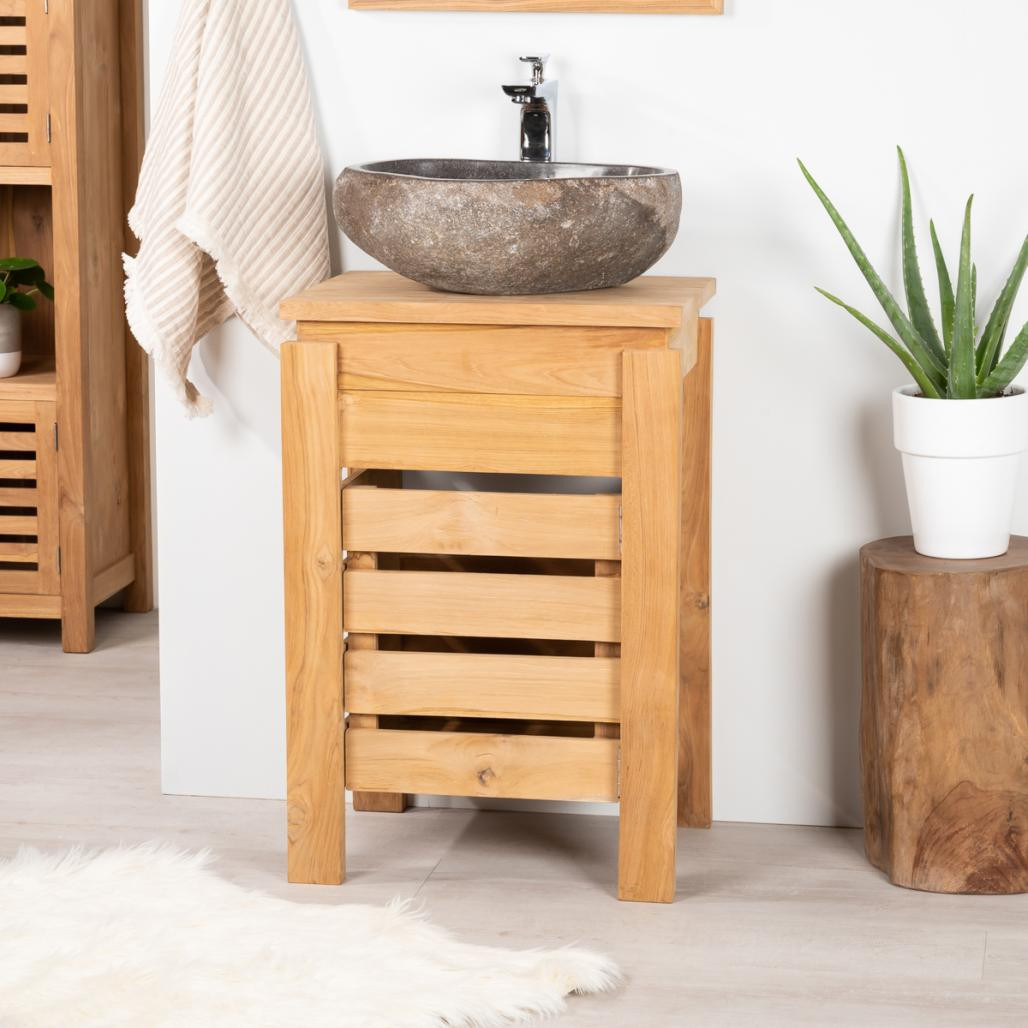 Meuble Zen salle de bain en teck 50 cm Meuble Zen salle de bain en teck 50 cm