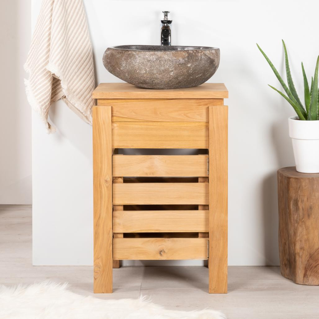 Meuble Zen salle de bain en teck 50 cm Meuble Zen salle de bain en teck 50 cm