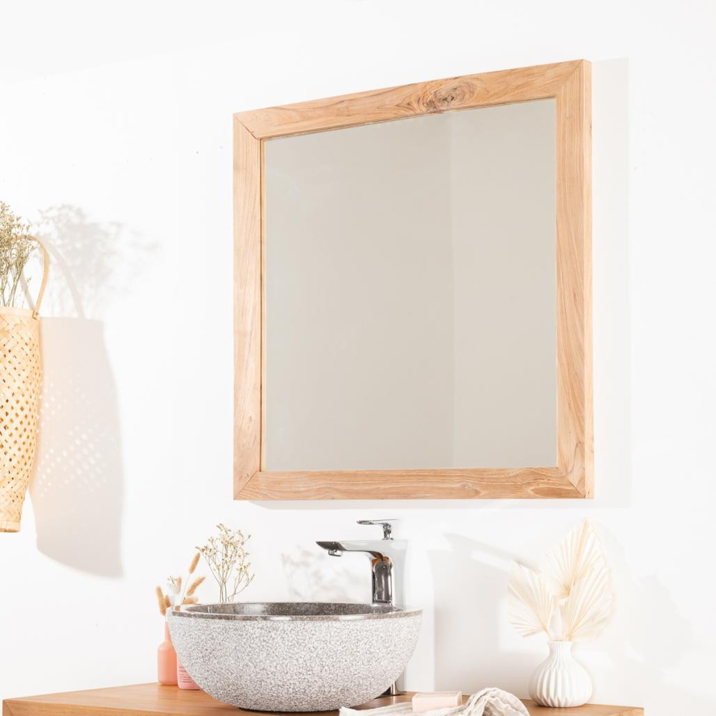 Miroir carré en teck massif 70 Miroir carré en teck massif 70